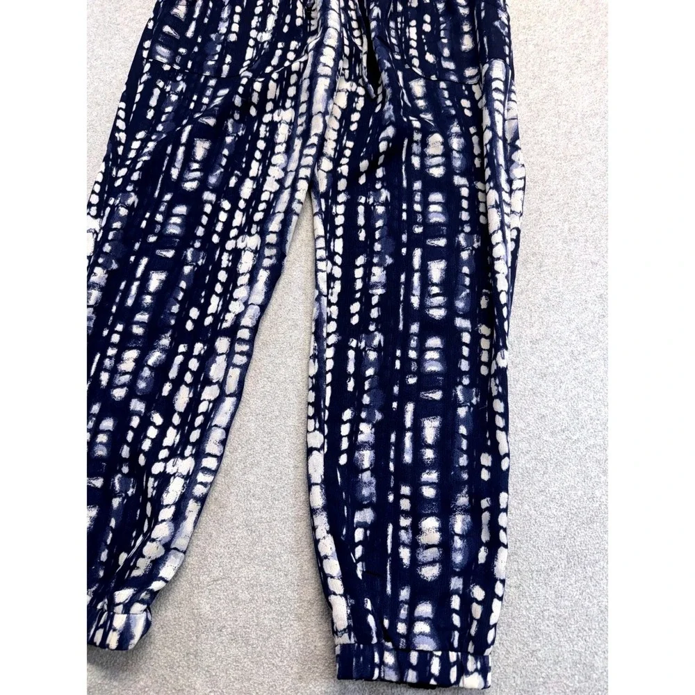 About A Girl Jogger Pants Womens Medium Blue White Shibori Tie Dye Boho Casual